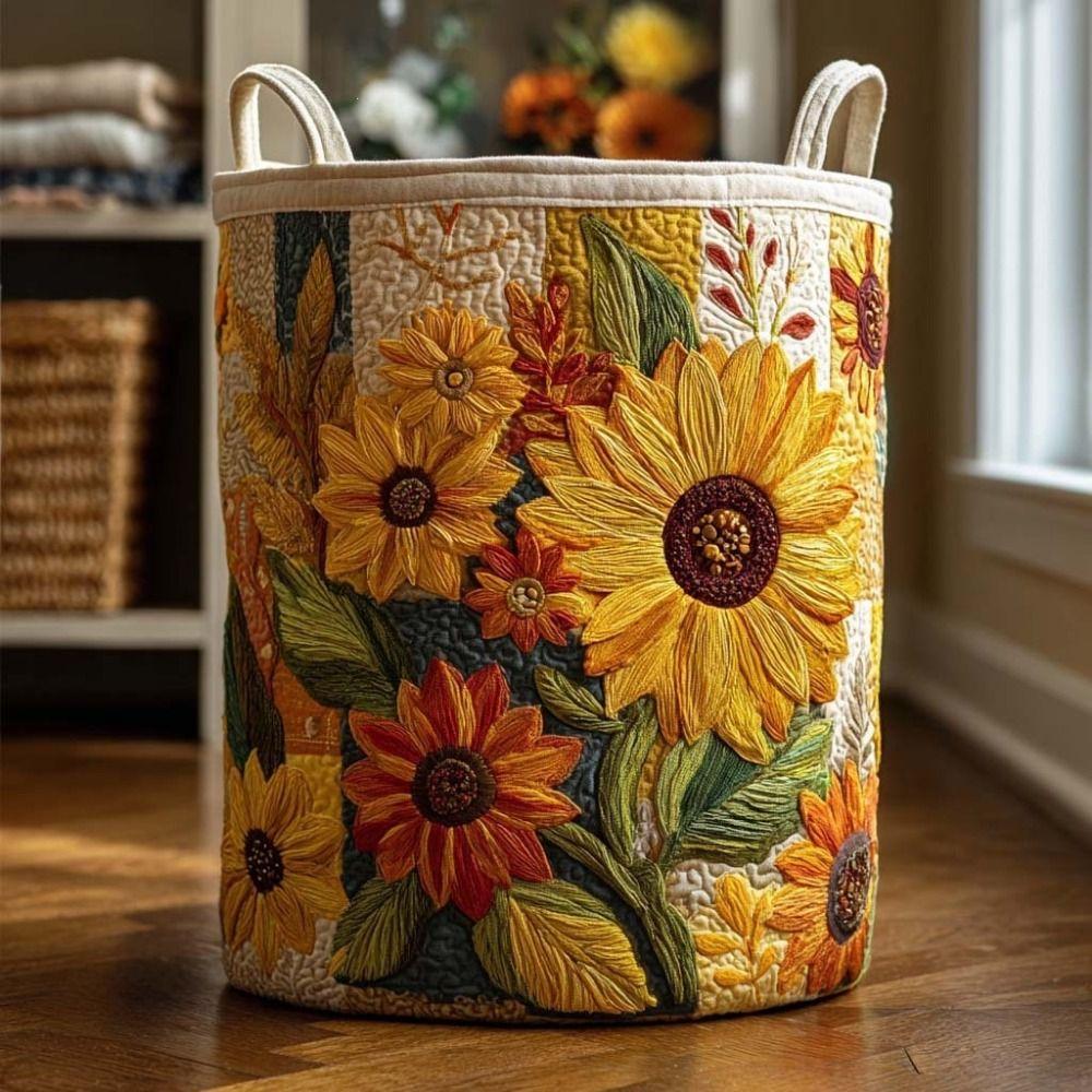 Large Capacity Quilted Laundry Basket Folding Sundries Storage Basket Toys Organizers Bathroom
