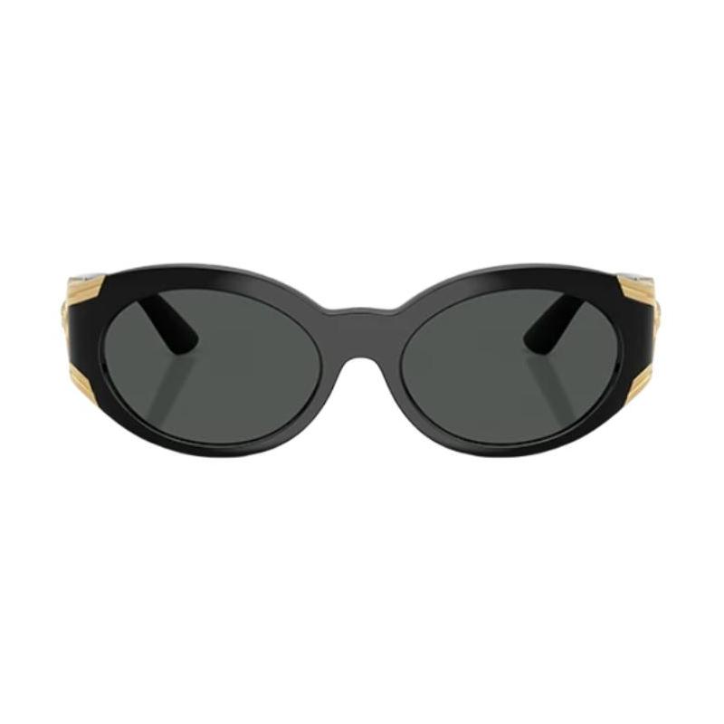 Versace Temple Logo Design Injection Oval Sunglasses Women's Black 51646730 0VE4503U GB1/87-Black 55