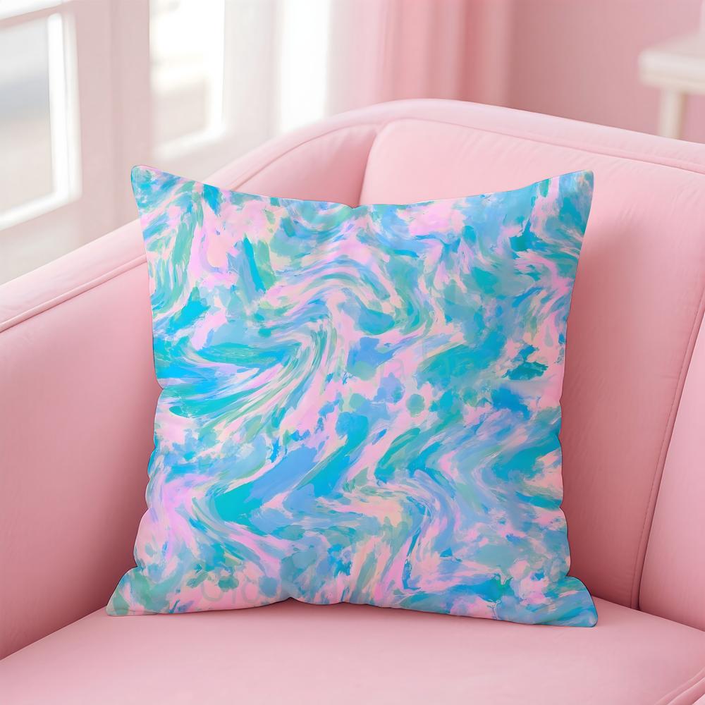 Abstract Trippy Colorful Art Psychedelic Texture Cushion Cover Pillowcase Short Plush Invisible zipper Room Sofa Cushion Cover