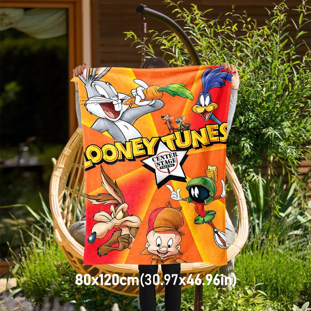 1 шт. Looney Tunes Center Stage Том 1Наружное фланелевое одеяло Мягкий плюшевый декор для пикников, кемпинга, Спальни, Игровой комнаты или Обеденного перерываn1200A