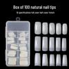 Набор типс для ногтей (полное/половинное покрытие) - Натуральные & Кристалл, 100 штук, Французский стиль