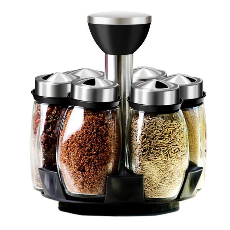 Креативный набор вращающихся стеклянных баночек для специй - Кухонная коробка для приправ и органайзер для приправ.