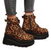 2025 Женские ботинки Новые Толстый каблук Платформа Ботинки Мартин Женские Большого размера Леопардовый принт Ботинки