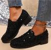 Single Shoes Women's Spring All-match Peas Shoes Flat Shallow Mouth Sequined Casual Shoes
