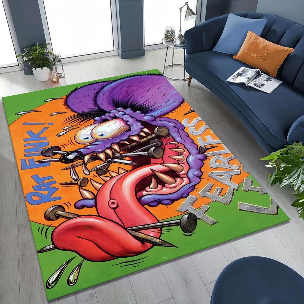 3D Бунтарский RAT FINK Автомобили Знак Мультяшный Ковер для Спальни Гостиной Дивана Дома Декор Приветственный Коврик, Большой Детский Игровой Нескользящий Напольный Коврик
