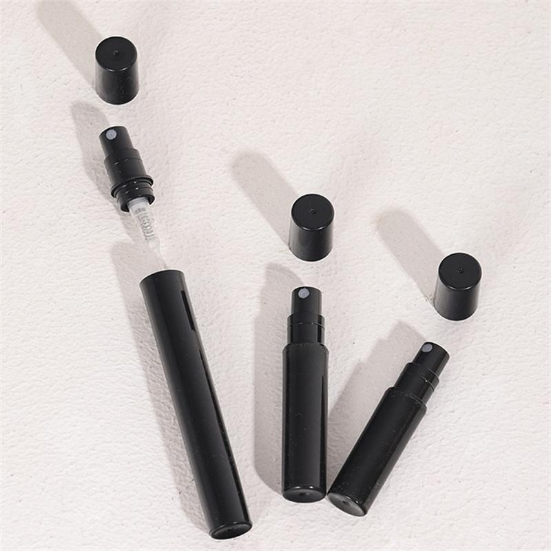 10/100pcs 2ML 3ML 5ML Black Portable Plastic Spray Bottle Perfume Bottle Atomizer Mini Sample Test Tube Thin PET Vials Wholesale