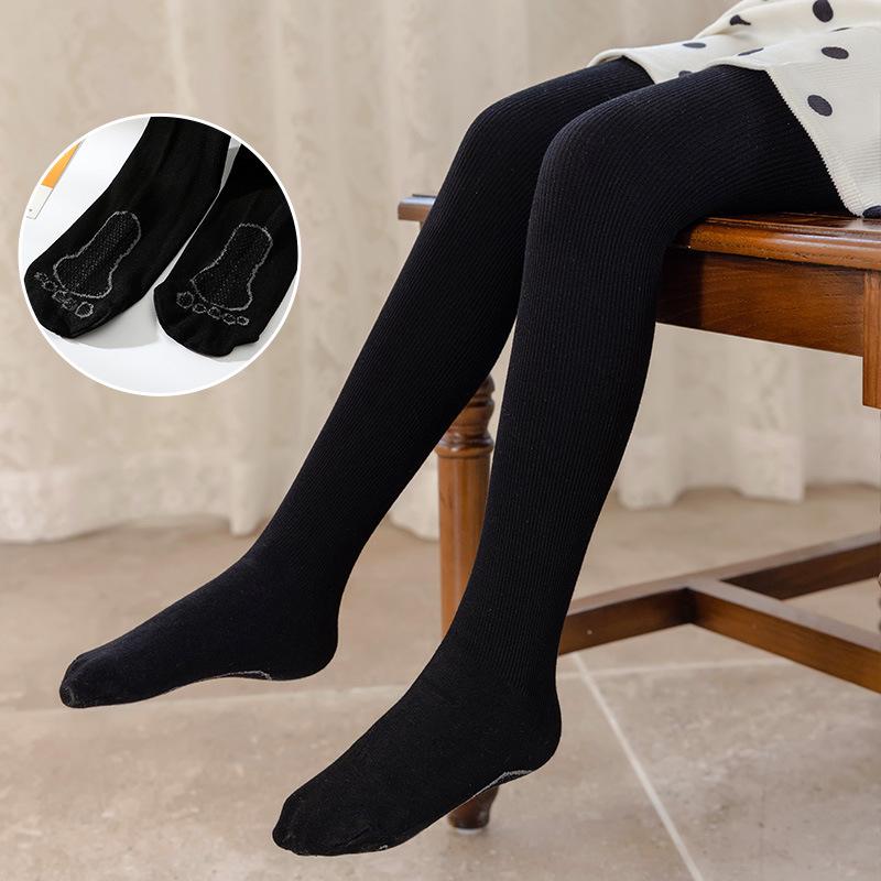 Velvet-Lined Girls' Cotton Pantyhose - Warm, Thick Leggings