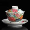 Ceramic Gaiwan with Cover, Teacup Light, Chinese Beauty Tea Infuser, Home Tea Set Accessories, Palace , Enamel Color