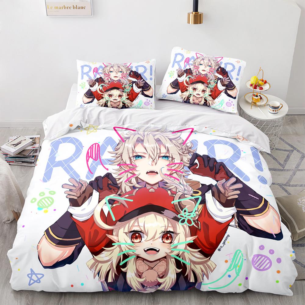 Game Genshin Impact Amber Gorou Hu Tao Costume Duvet Cover Cartoon Bedding Sets Bed Set Quilt Comforter Covers Home Textiles