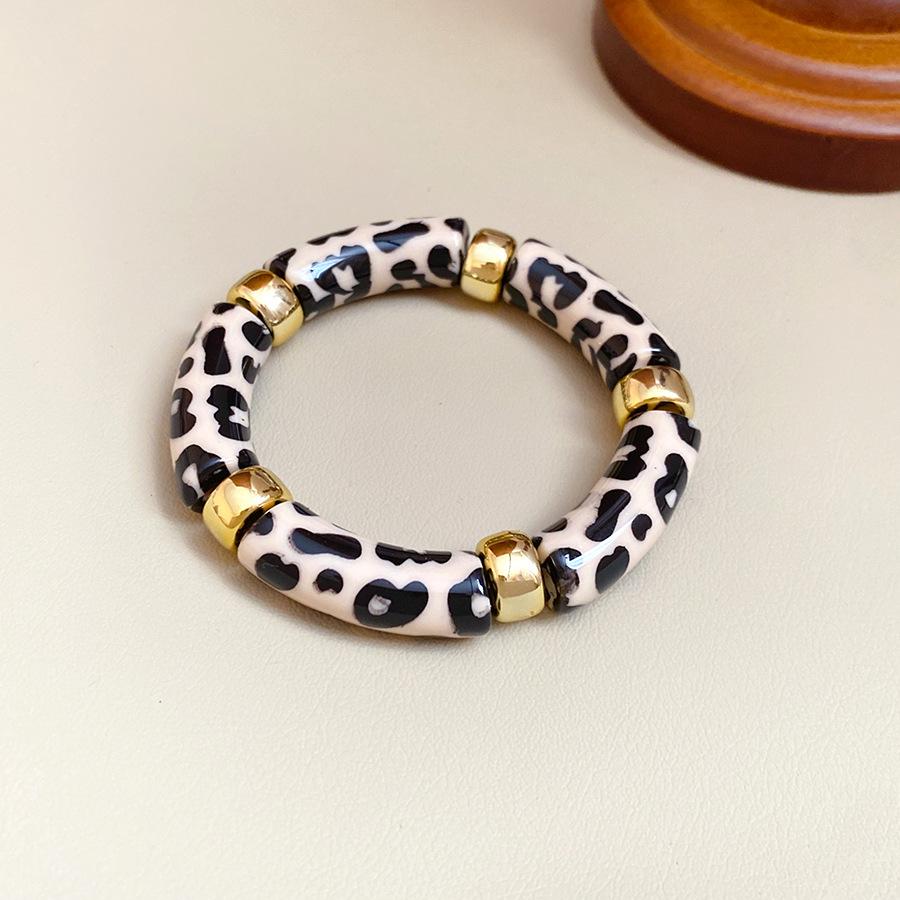 New Splicing Bamboo Tube Acrylic Round Bangles for Women Men Fashion Smuding Geometric Bracelets Elastic Bangle Couple Jewelry X