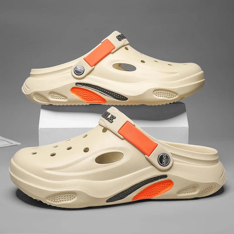 2025 летние мужские тапочки легкие EVA мужские повседневные туфли Hole Shoes Outdoor Garden Clogs мужские пляжные плоские шлепанцы