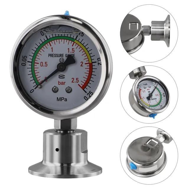 High Quality 1.5Inch TC50.5MM Sanitary Hygienic Stainless Steel SS316L 0-6bar Clamped Radial Stem Pressure Gauges with 60MM Dial