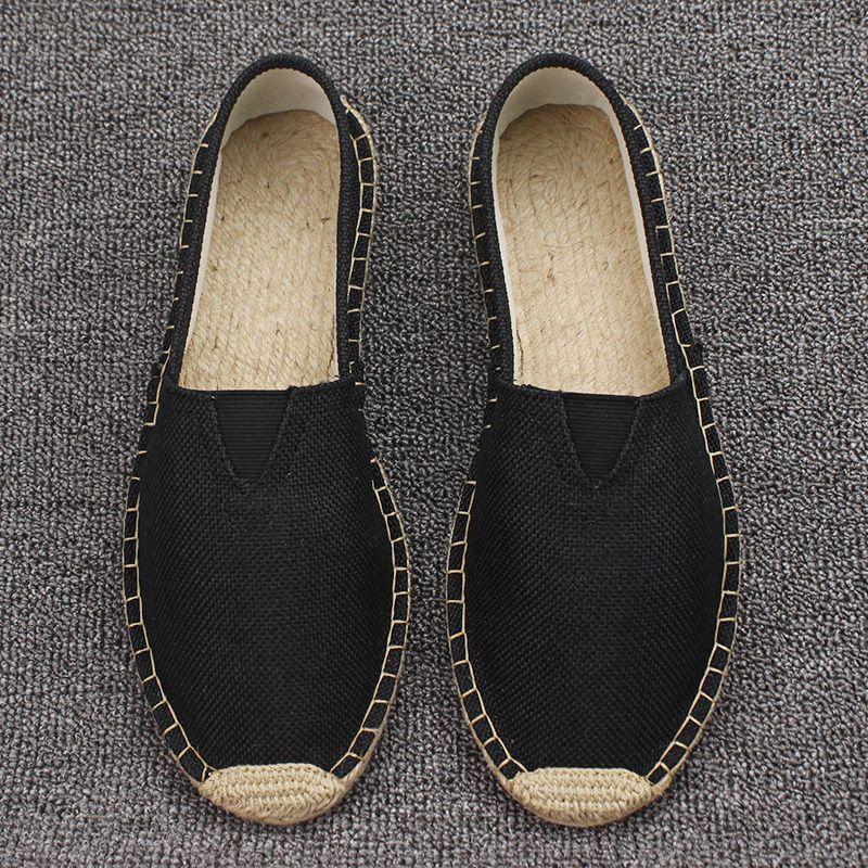 Summer Handmade Linen Sole Straw Shoes Men's One-pedal Lazy Fisherman Shoes Casual Breathable Sweat-absorbing Single Shoes Canvas Shoes