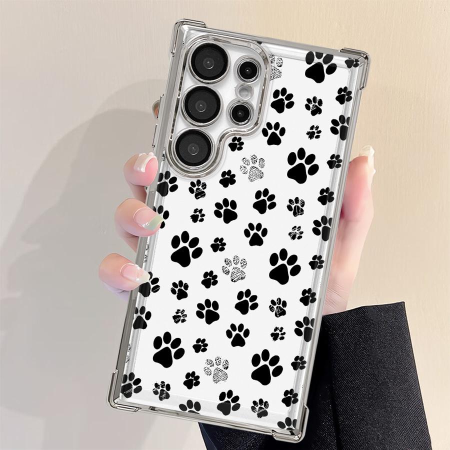 Case for Samsung Galaxy S25 S22 Ultra S24 S21 Plus S20 FE S23 S25Edge Phone Cover Cartoon Paw Print