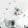 Watercolor Blue Flowers and Butterfly Wall Stickers for Living Room Bedroom Wall Decals Wardrobe Stickers PVC Removable Poster