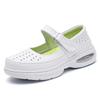 Leather Air Cushion Nurse Shoes Breathable Women Ladies Thick Soled Shoes Non-Slip White Medical Shoes One-Step Flat