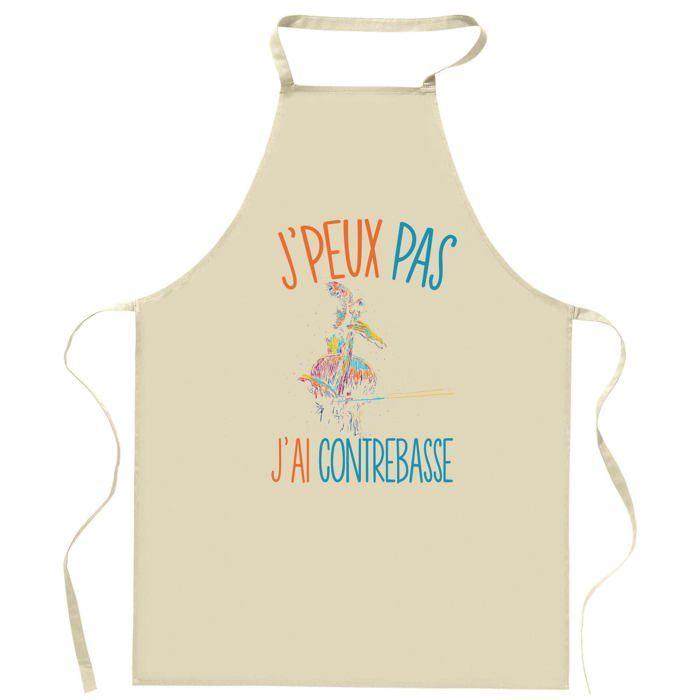 Tablier de cuisine - Planetee - Motif Contrebasse - Coton résistant - Impression française