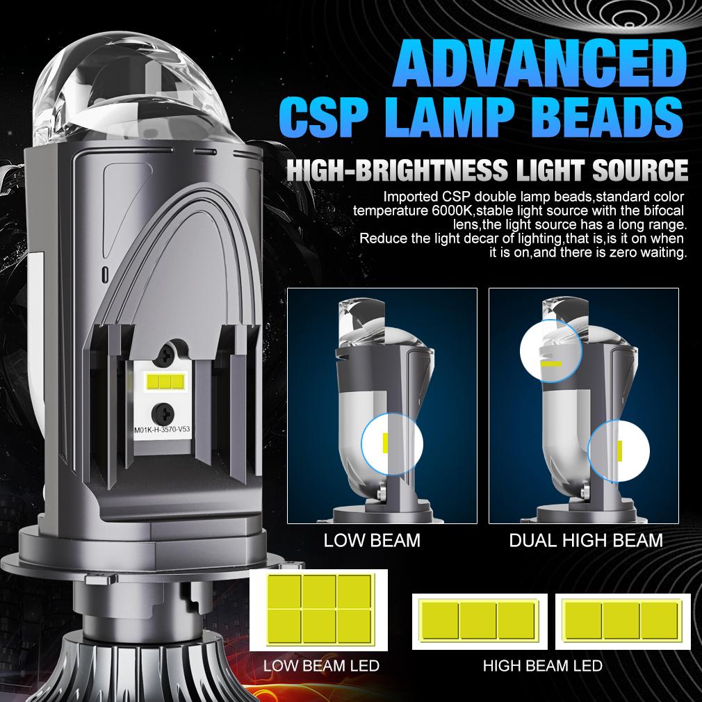 H4 120W 30000LM Супер яркая автомобильная светодиодная фара Авто 9003/HB2 Мини-проектор с двойной линзой Дальний ближний свет Лампа