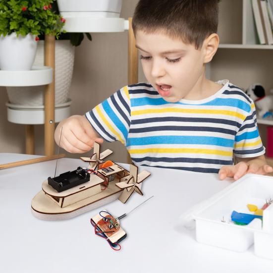 1 комплект DIY модель лодки с дистанционным управлением набор для самостоятельной сборки деревянная головоломка радиоуправляемый корабль строительство ремесла дети STEM образовательная физика научный эксперимент игрушка