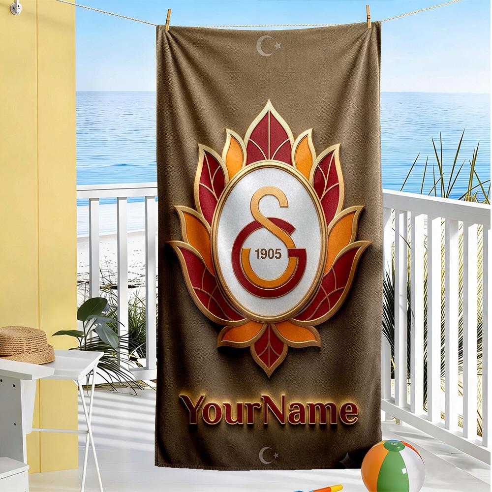 Galatasaray Customize Text Beach Towel High Absorbency Quickdry Suitable For Swimming Gym Camping Yoga Vacation