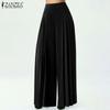 ZANZEA Женские винтажные плиссированные свободные широкие брюки