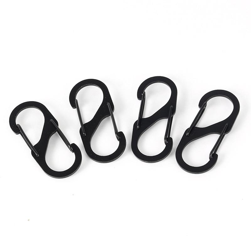 10Pcs Stainless Steel S Type Carabiner With Lock Keychain Hook Camping Key-Lock