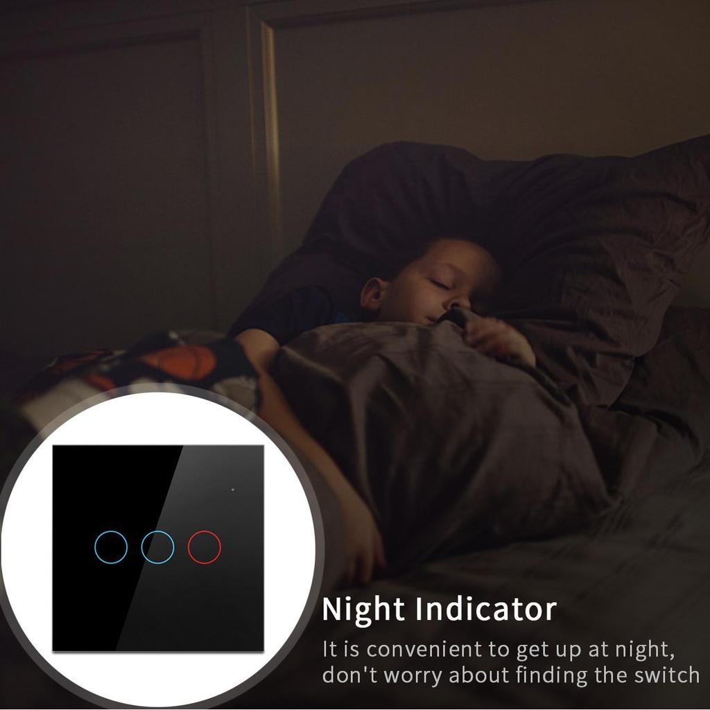 Durability Tempered Glass Panel AC220V Smart Touch Sensor Switch For LED Light