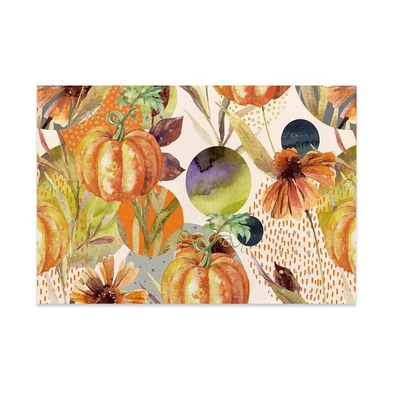 Happy Fall Sunflowers Pumpkins Dwarfs Maple Leaves Placemats For Dining Table Kitchen Linen 1PC 30x45CM