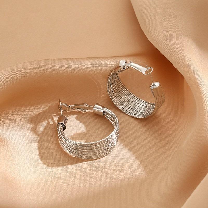 Fashionable and Exaggerated C-shaped Gold Earrings with Temperament, Multi-layered Circle Earrings, High-end Earrings for Women