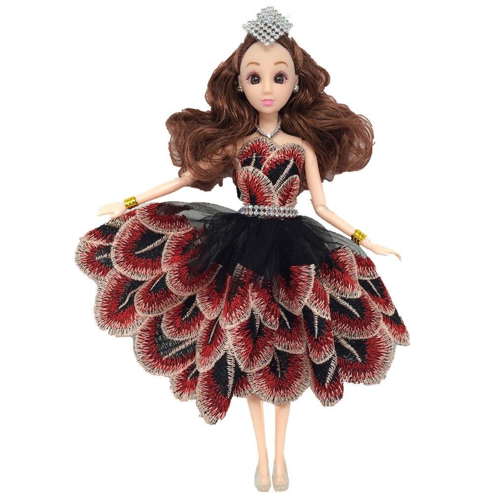 Танцевальный костюм с кристаллами и перьями павлина, модная одежда для куклы Барби, кружевные платья 1/6, вечернее платье для 1/6 куклы BJD, игрушка