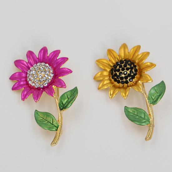 Женская мода со стразами, ювелирные изделия, подарок, одежда, значок, декор, брошь с подсолнухом, булавка