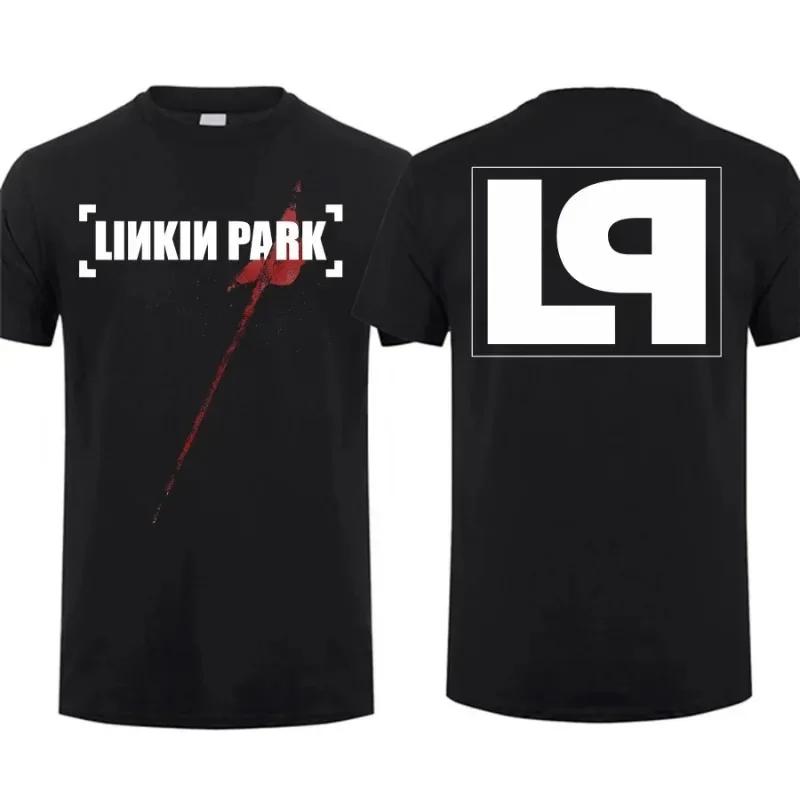 2024 Nostalgic Casual Men's T-Shirt Linkin Memory Fragments Mixed Into One Theory Park Print Oversized Hip Hop Tee S-3XL