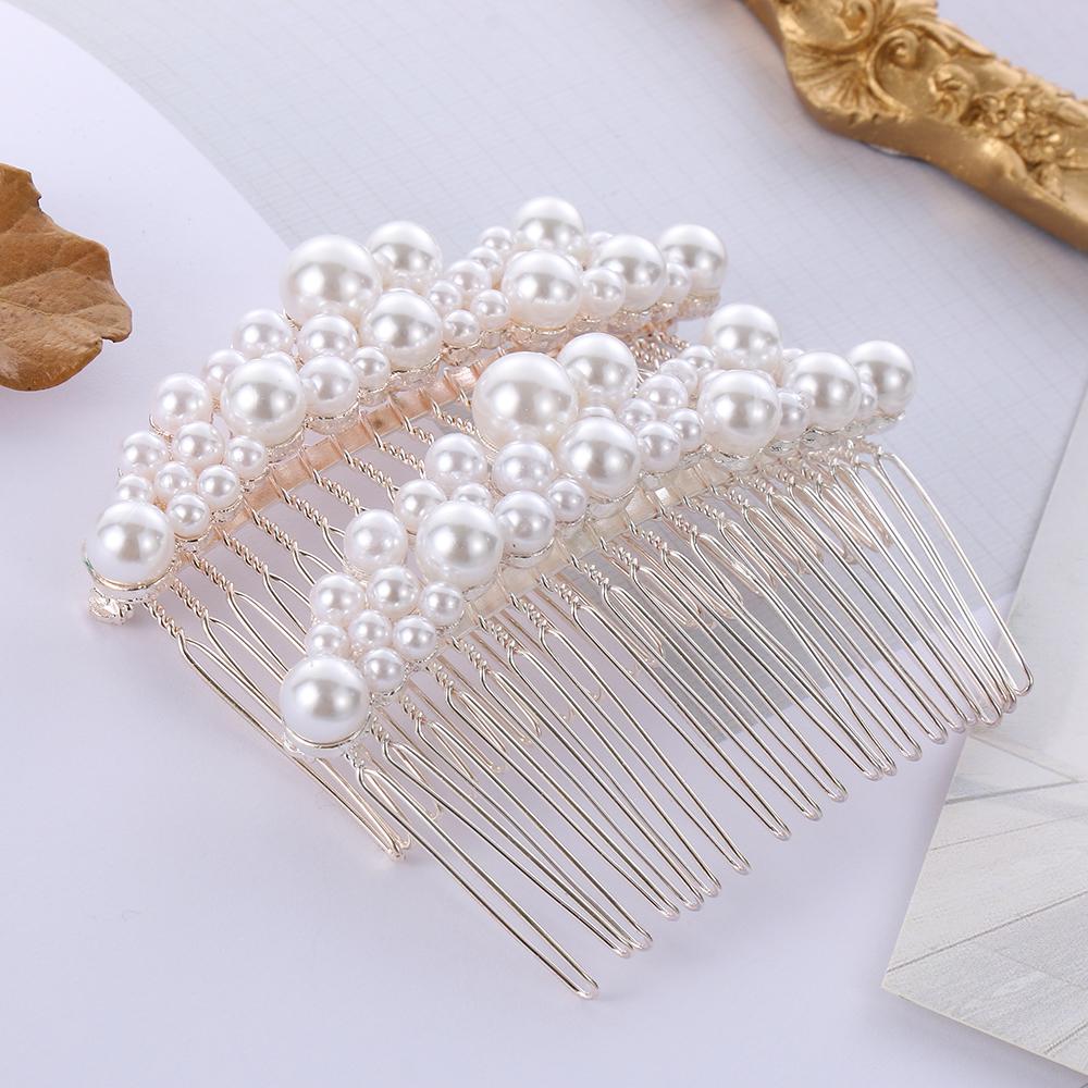 1 PC Prom Handmade Hair Ornaments Haircomb Pearl Hairpin Hairwear Bride Barrette Bridal Headpiece