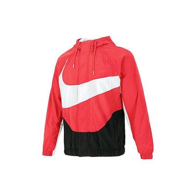 Спортивная одежда Swoosh Color-Block Большой принт с логотипом Тканая куртка с капюшоном Мужская верхняя одежда Красный DD5968-657