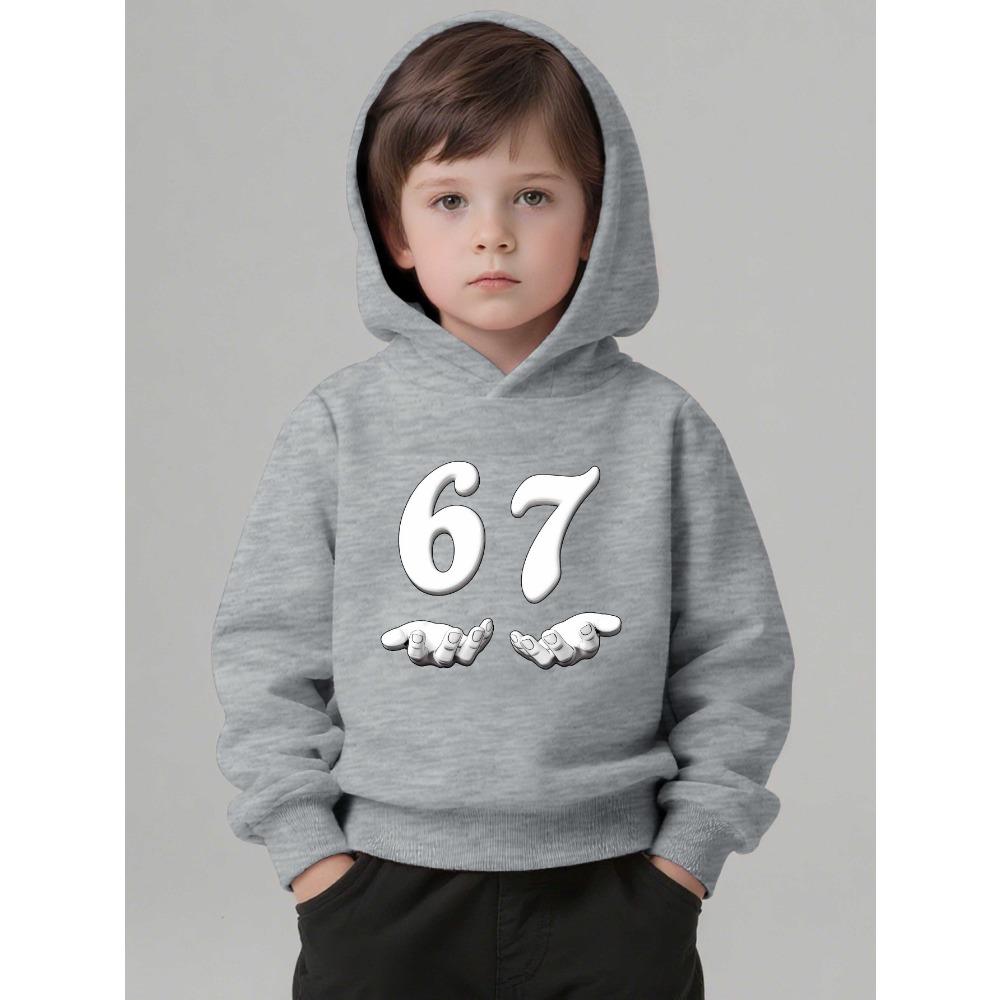 Spring Autumn Unisex Graphic Fun 67 Men's Hooded Pullover Sweater Long-sleeved Stylish Street Style Long-sleeved Women Clothing Top