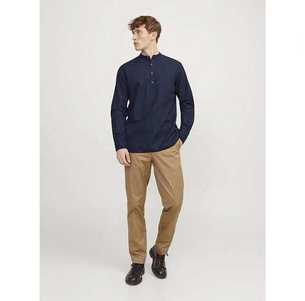 Jack & Jones Summer Half Placket Linen рубашка с длинным рукавом