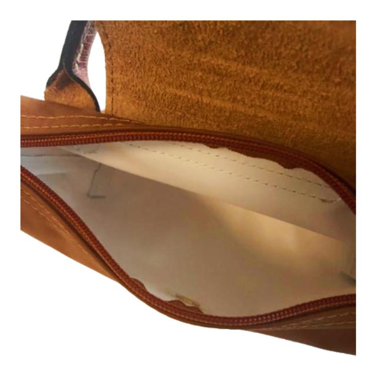 New LONGCHAMP Le Pliage Canvas With Leather Makeup Bag, Dumpling Bag, Clutch Handbag Women's Brandy 34175089504