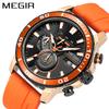 MEGIR Mens Watches Luxury Silicone Sport Watch Male Chronograph Quartz Date Clock Waterproof Wristwatch Man 2224