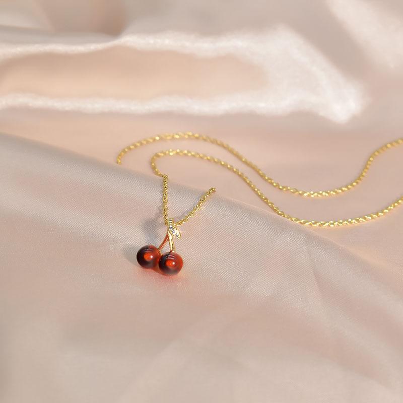 Ожерелье Cherry Женское легкое роскошное дизайнерское чувство лета Нежная ключичная цепочка на шею