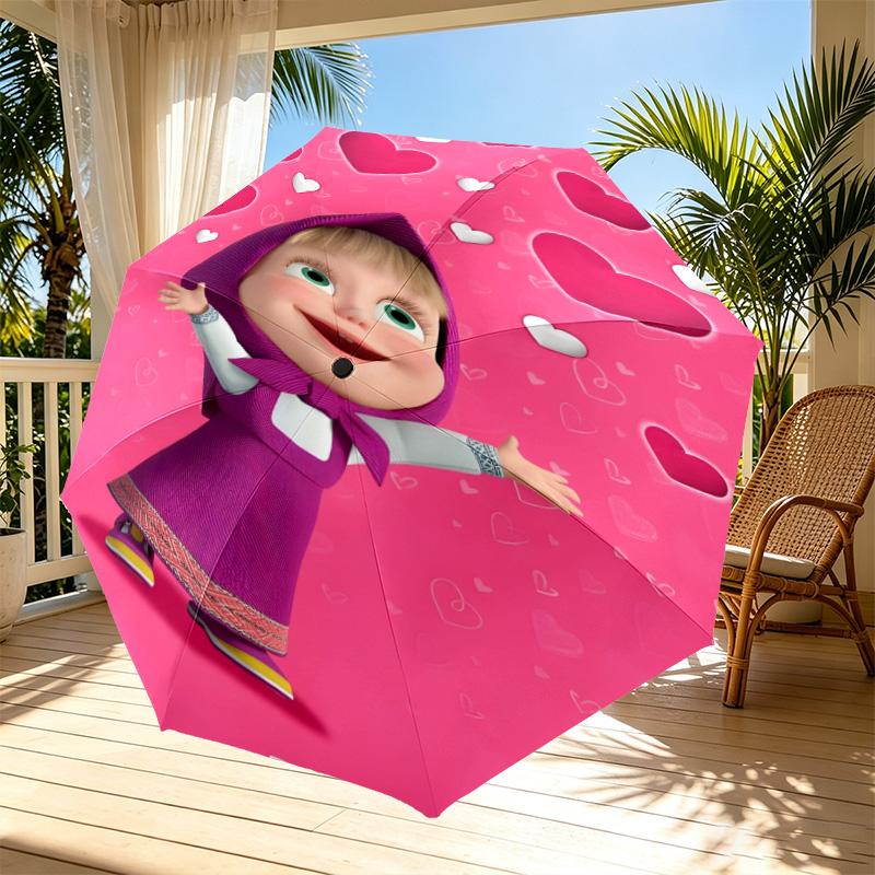cartoon animation Print Automatic Open Close Umbrella, Portable Foldable Umbrella, for Outdoor Commute Camping Trip, Ideal Birthday Gift