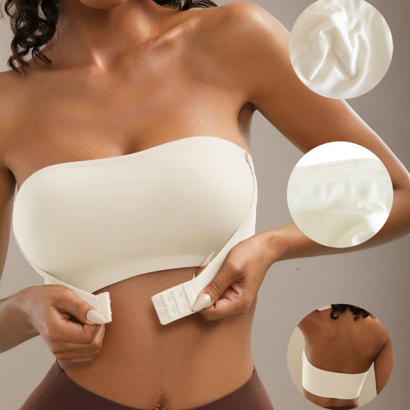 Strapless Front Buckle Underwear Gather Top Support Chest Wrap Tube Top Women's Seamless Steel Ring Bra