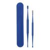 Silicone Earwax Remover Set Stainless Steel Ear Picks Double-Head Spiral Brush Head Portable Ear Cleaner with Long Handle Faux Leather Case