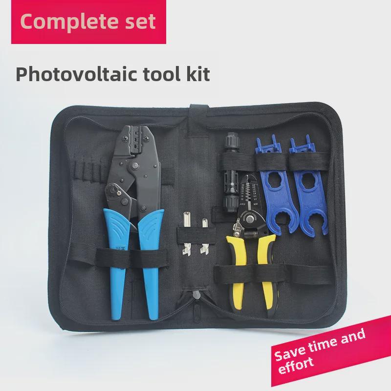 Комплект инструментов для установки фотоэлектрических систем Solar MC4: Клещи для обжима электрика, клеммы для подключения, набор гаечных ключей