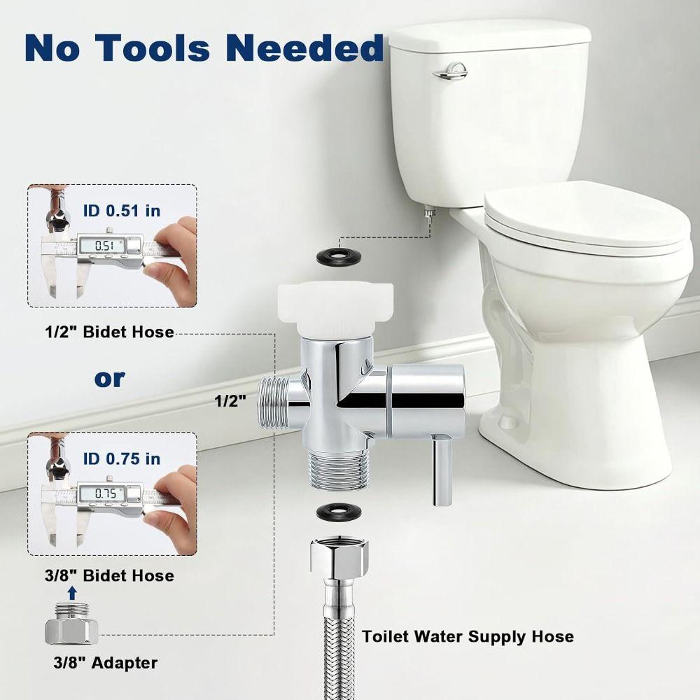 Shut-off Valve 3-Way T Valve Solid Brass Brass T Adapter Premium Tee Connector Handheld Toilet