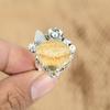 Picture Jasper Stone Sterling Silver Statement Wife Flower Promise Ring Jewelry