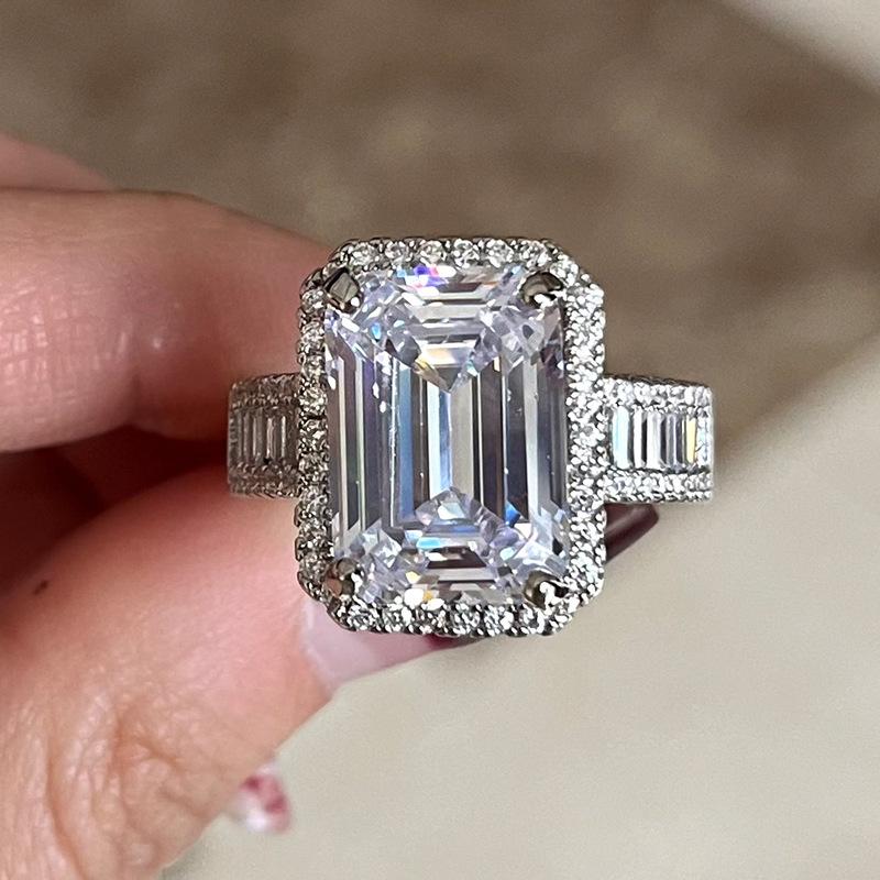 Нежные роскошные обручальные кольца для женщин, модные серебряные кольца с металлической инкрустацией, квадратные обручальные кольца с кубическим цирконием, ювелирные изделия