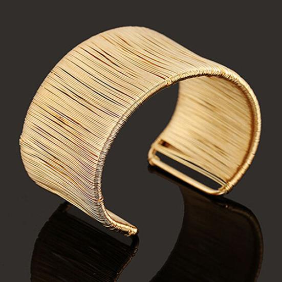 Women's Handmade Wire Opening Bangle Punk Golden Silver Alloy Upper Arm Bracelet