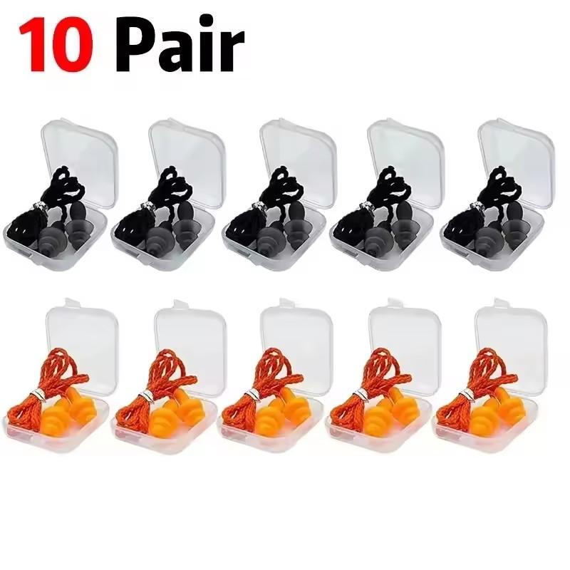 1-10 Pairs Noise Cancelling Silicone Earplugs Reusable Earplug with Rope Waterproof Swimming Rubber Ear Plugs Come with Box