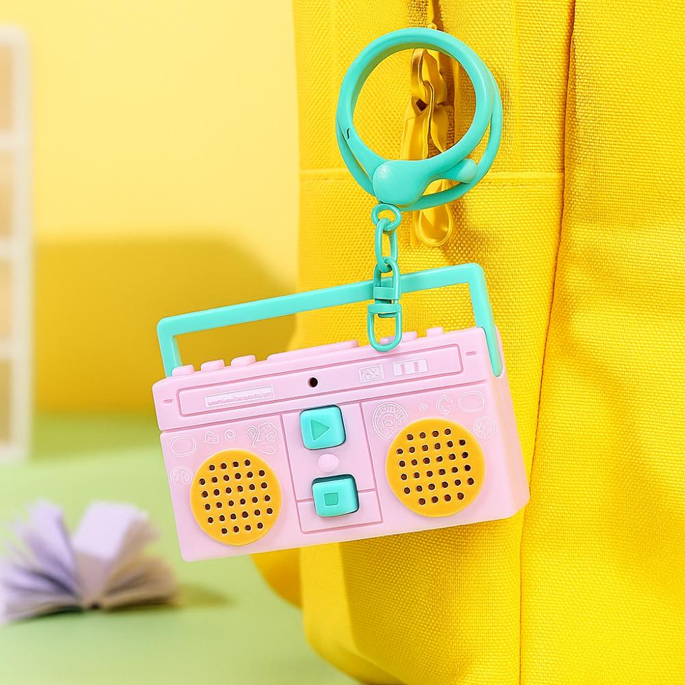 Retro Recording Key Ring Bag Hanging Small Speaker Key Holder Tape Recorder Pendant Birthday Gifts