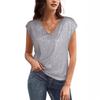 V-neck Sequined Short-sleeved Women's Shiny Vest Party Shirt